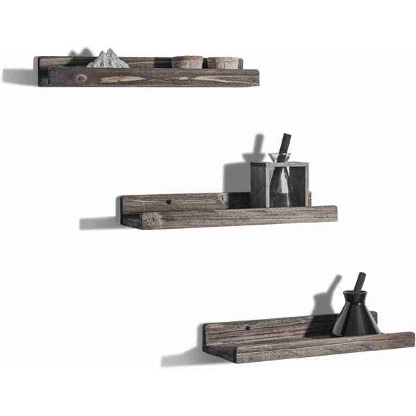 Millwood Pines Paucar 3 Piece Fir Solid Wood Floating Shelf Wayfair